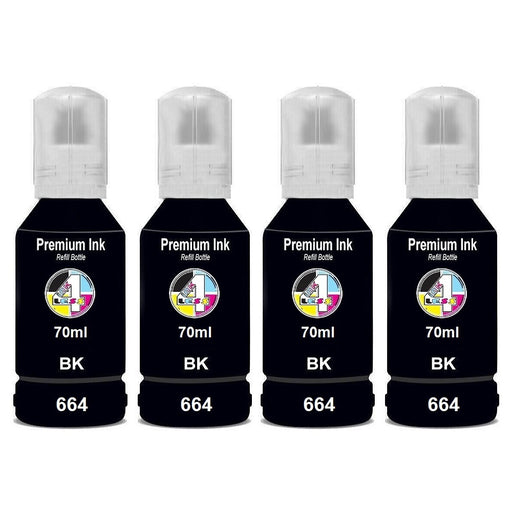 Compatible Epson EcoTank 664 Black Ink Cartridge Pack of 4