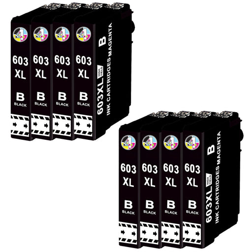 Compatible Epson 603XL High Capacity Ink Cartridge - 8 x Black