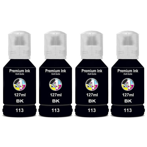 Compatible Epson EcoTank 113 Black Ink Cartridge Pack of 4