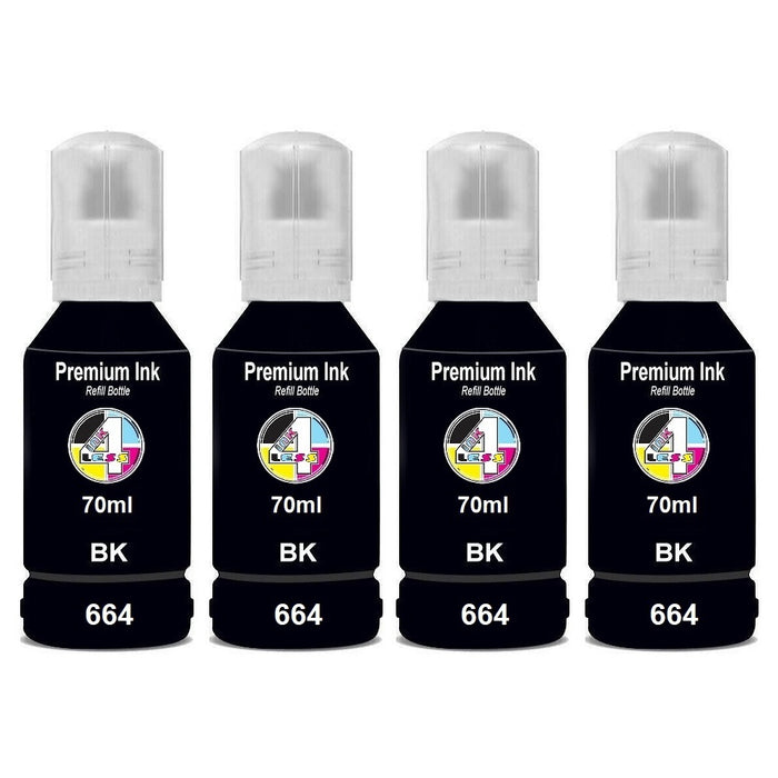 Compatible Epson EcoTank 664 Black Ink Cartridge Pack of 4